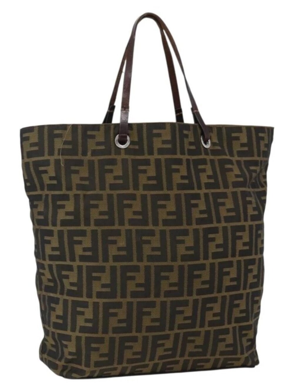 FENDI Zucca Canvas Tote Bag Brown Black Auth 173613 - Picture 1 of 10